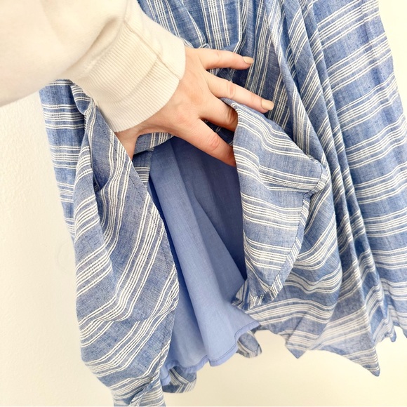 | fashion on earth • striped sleeveless button down a line mini dress • small | - Picture 10 of 12